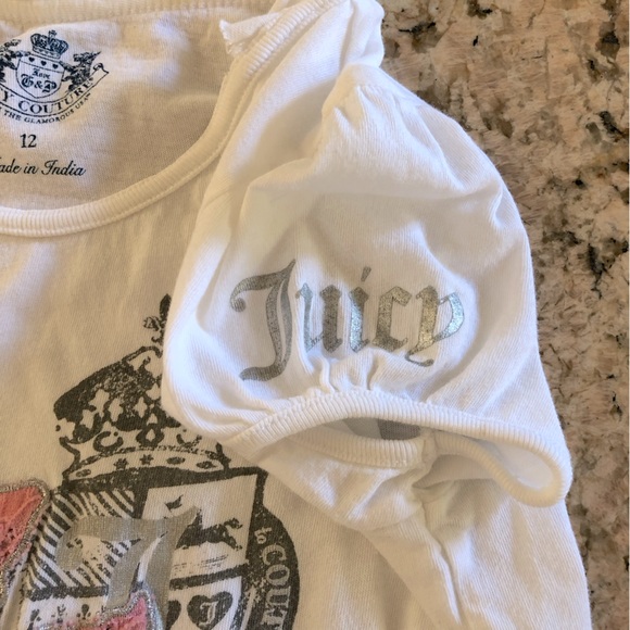 Juicy Couture Cap Ruffle Sleeve T Blouse JC Regal Logo Highland Terrier - Picture 6 of 8